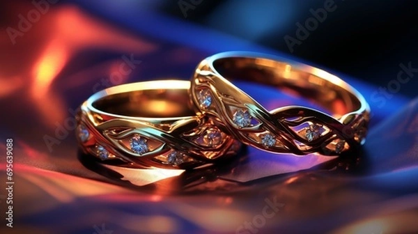 Fototapeta Interwoven rings for a wedding card