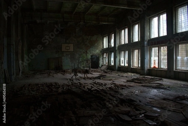 Obraz abandoned gym in radioactive city Pripyat near chernobyl nuclear plant ukraine
