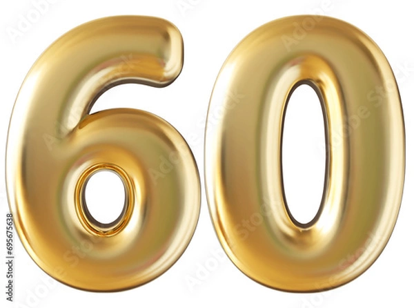 Obraz Number 60 gold 3d render
