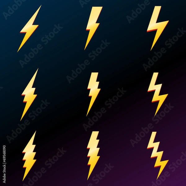Fototapeta Vector Set of Thunder Lighting Icons