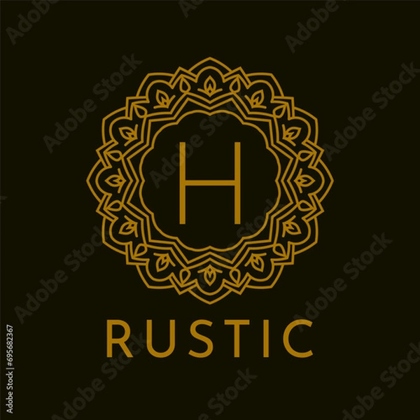 Obraz letter H rustic border initial vintage brand