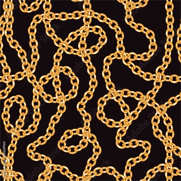 Fototapeta Golden chains seamless pattern. Template for your design