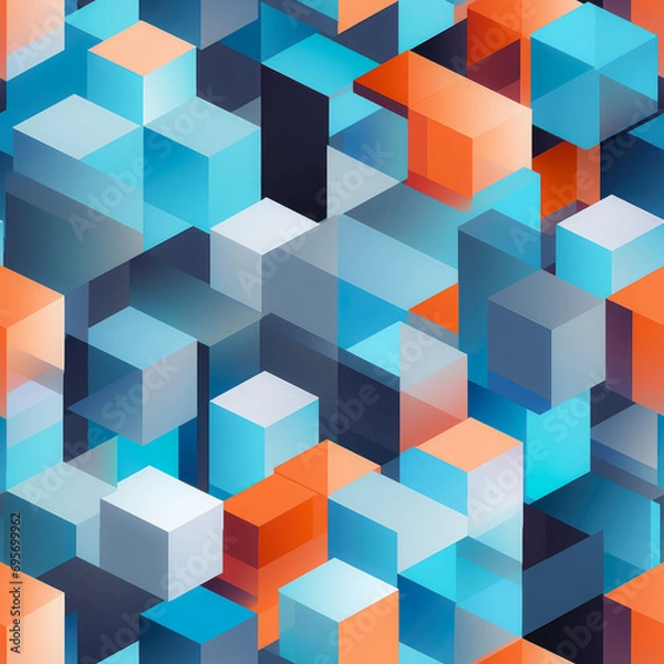 Fototapeta Abstract Cubic Isometric Background As Seamless Fill Tile Created Using Artificial Intelligence