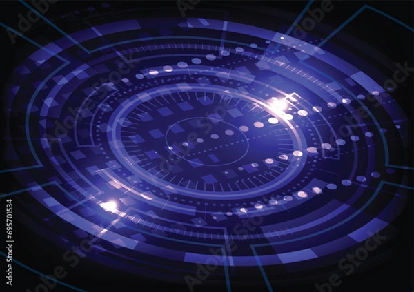 Fototapeta Abstract high tech futuristic technology design. Round shape. Circle Sci-fi element light .