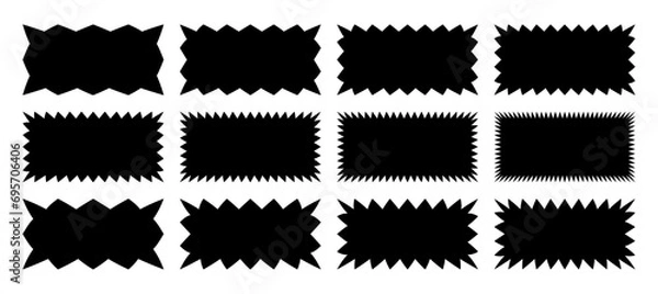 Obraz Zig Zag Edge Rectangle Shapes Set. Vector Wavy Frame Rectangular. Abstract Elements Badge and Label