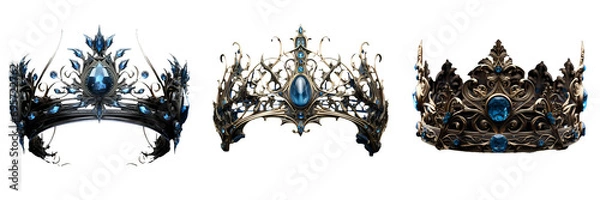 Fototapeta Enchanting Blue Crown - Regal Fantasy Object on Transparent Background