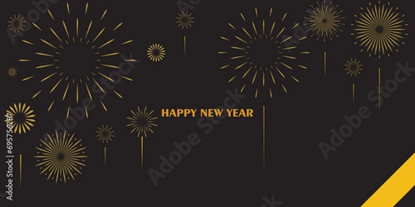 Obraz Vector Bright Colored Fireworks on night sky background.
