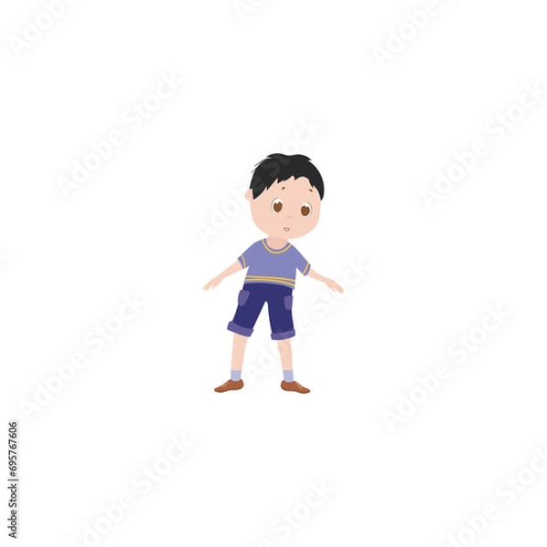 Fototapeta set of little boy playing vector poses happy