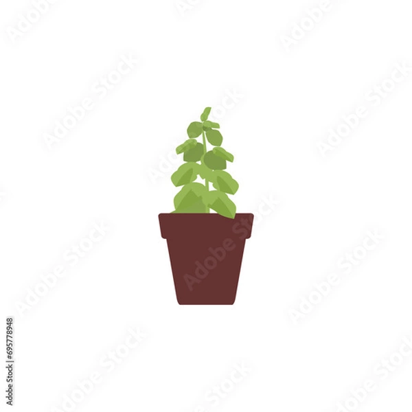 Fototapeta set of plants with brown pots white