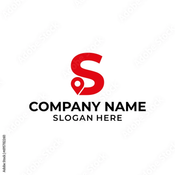 Fototapeta Letter S logo with location icon. S pointer logo template, gps logo initial