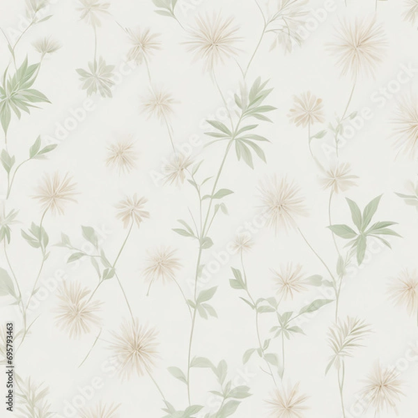 Fototapeta Pastel vintage flower pattern clear and clean minimalist style