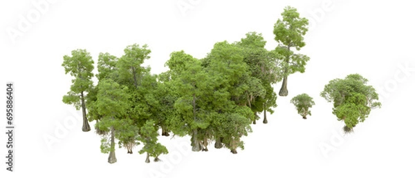 Fototapeta Green forest isolated on background. 3d rendering - illustration
