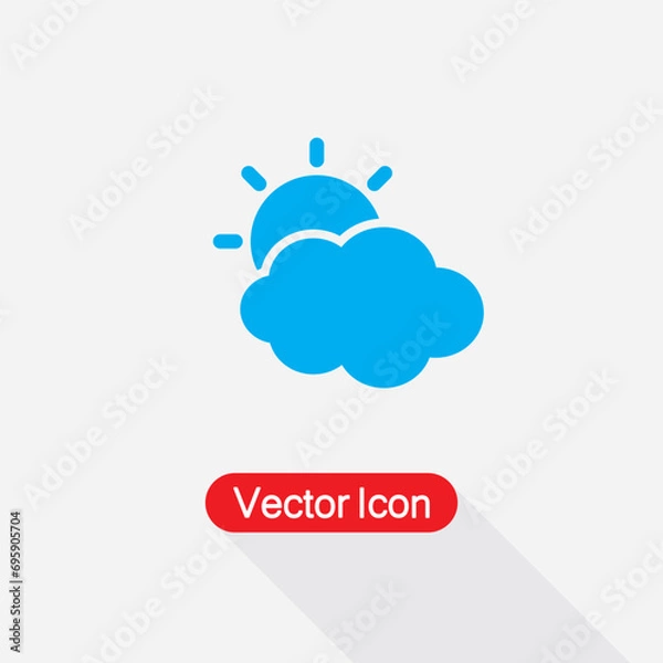 Fototapeta Partly Cloudy Icon, Hazy Sun Icon, Weather Forecast icon