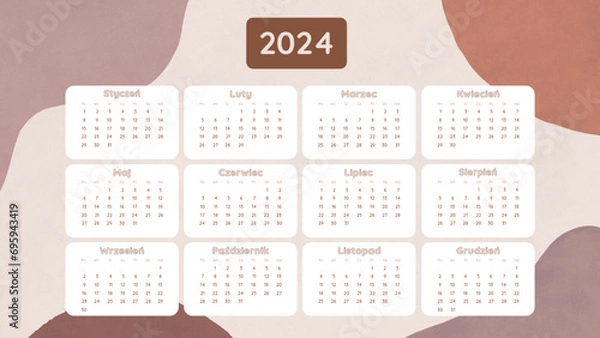 Fototapeta Calendar for 2024 year brown