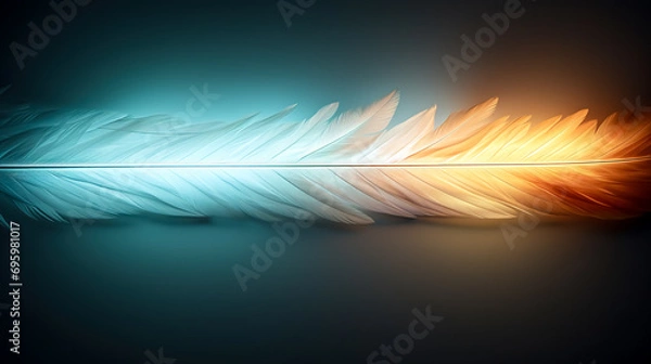 Fototapeta Abstract background with feather illuminated by gradient backlight.