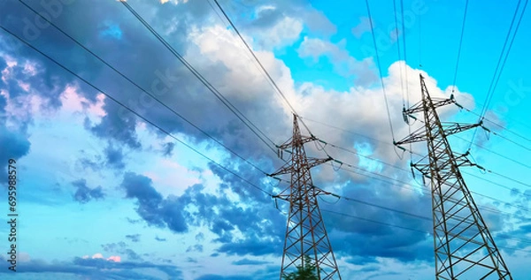 Fototapeta High voltage power line