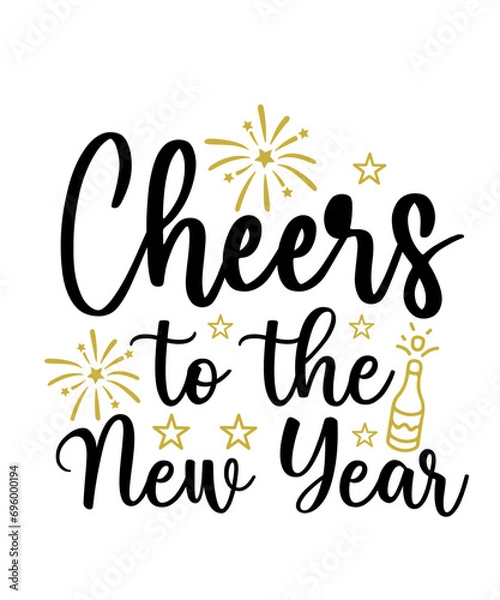 Fototapeta New Year 2024 text design for T-shirts and apparel on plain white transparent isolated background for shirt, hoodie, sweatshirt, card, tag, mug, icon, logo or badge