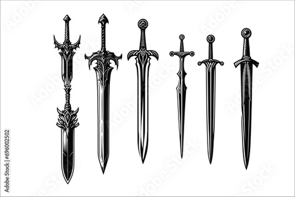 Fototapeta Epic Swords Collection: EPS Vector Graphics Bundle - Crafted for Adventure and Mythical Designs