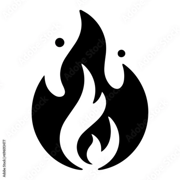 Fototapeta Fire Flame Icon vector art illustration, Minimal Flame Icon black color silhouette