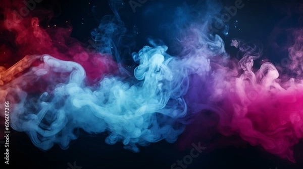 Fototapeta Mystical blue smoke. A magical and smooth blue smoke background, creating a mystical atmosphere with its flowing shapes and ethereal design