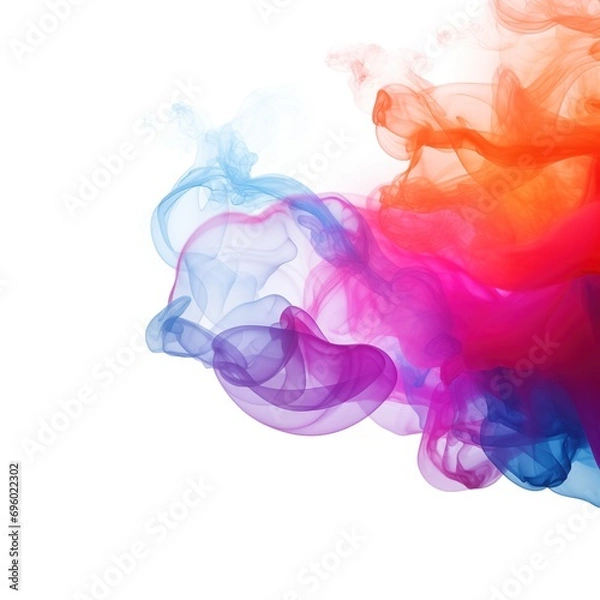 Fototapeta Abstract colorful smoke on a white background, for design and decoration. Generative ai