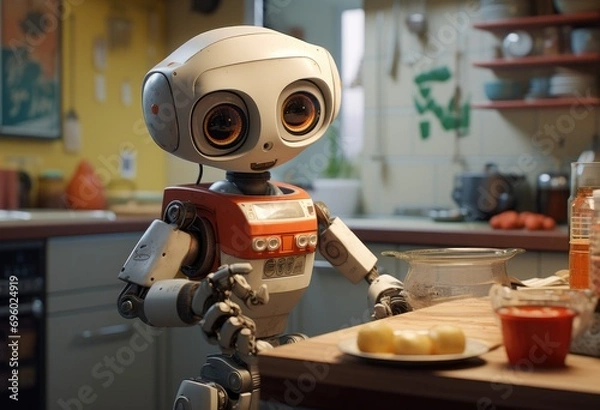 Fototapeta a robot in a gardening space is being used to grow plants