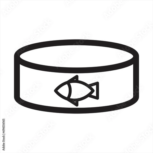 Fototapeta Vector illustration canned tuna fish icon. Can of tuna with label tuna fish. Flat design.Cat food icon outline vector. Pet feed. Can tin