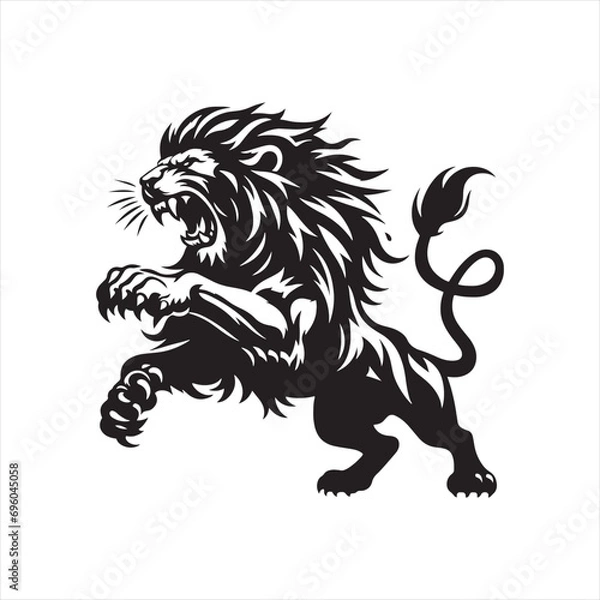 Fototapeta Lion Silhouette: Magnificent Big Cat in a Striking Vector Art Depiction, Ideal for Creative Projects - Minimallest lion black vector Silhouette
