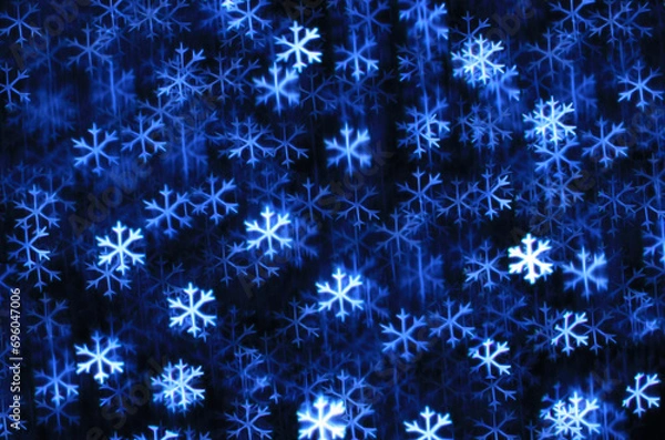 Obraz Abstract dark winter background with navy blue and white snowflakes