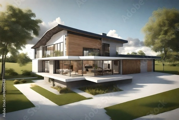 Obraz 3d rendering of house model