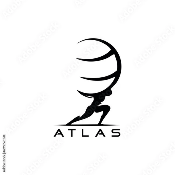 Obraz Atlas holding globe logo design vector