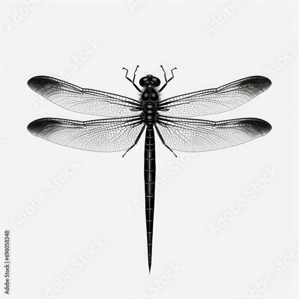 Obraz Dragonfly silhouette isolated on white background
