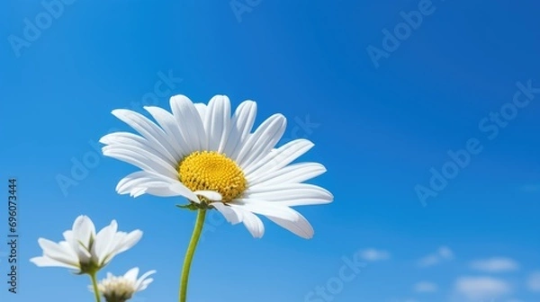 Fototapeta daisy flower against a captivating blue sky with a shallow depth of field