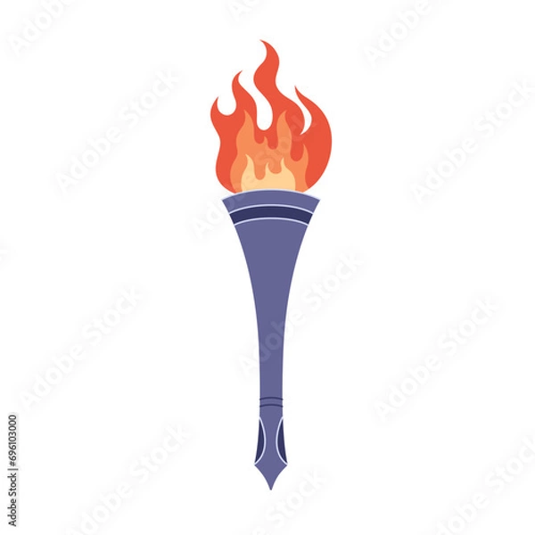 Fototapeta Torch with flame. Symbol of competition victory. Vector illustration in flat style