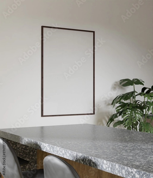 Obraz minimalist elegant frame mockup poster in the dining kitchen