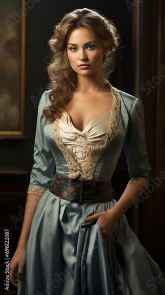 Fototapeta Captivating Elegance: Gala Model Adorned in 19th Century Fashion