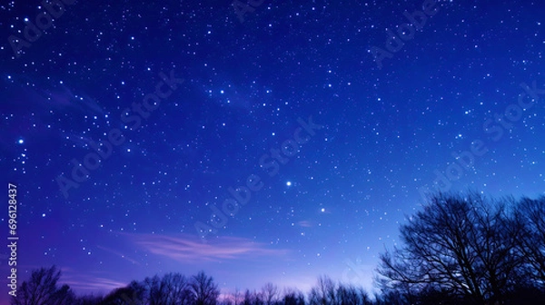 Fototapeta Starry sky above the head in the evening on Valentine's Day