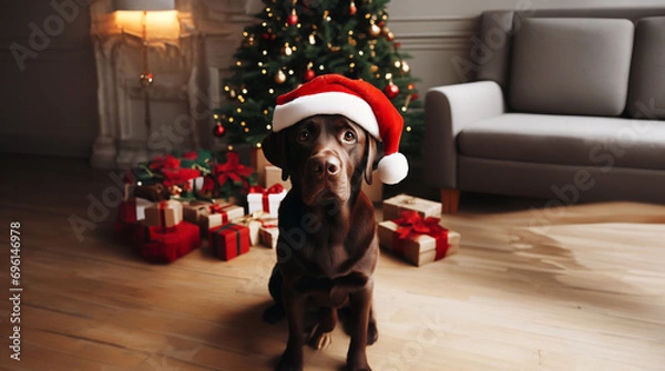 Obraz santa claus with dog