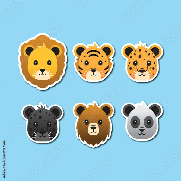 Fototapeta Animal Head Sticker Set