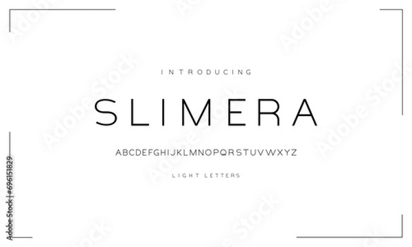 Fototapeta Vector alphabet character font set. Simple thin modern typography design. Sans thin uppercase font type. Geometric letter graphic style