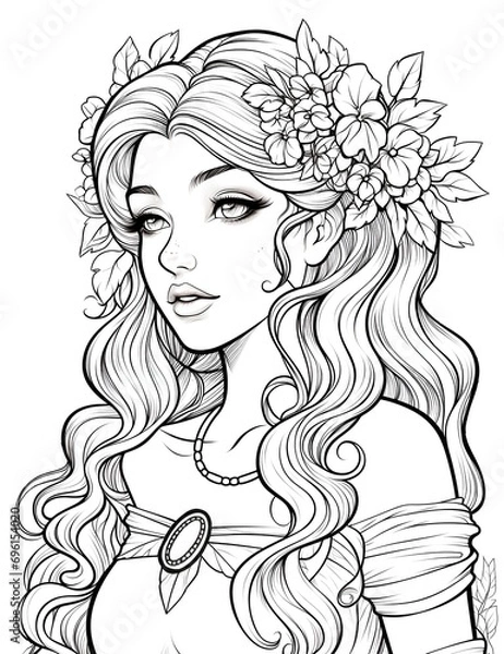 Obraz Elf Princess Coloring Page