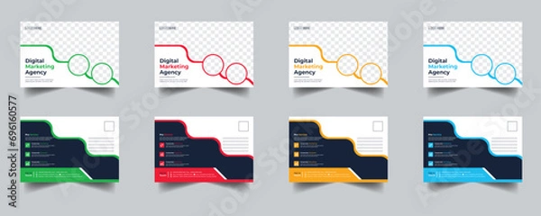 Fototapeta Modern Creative Corporate Post Card Template, Vector Template for Opening Invitation Editable, Professional Business Postcard Design, Event Card Design, Invitation Design, Direct Mail EDDM Template