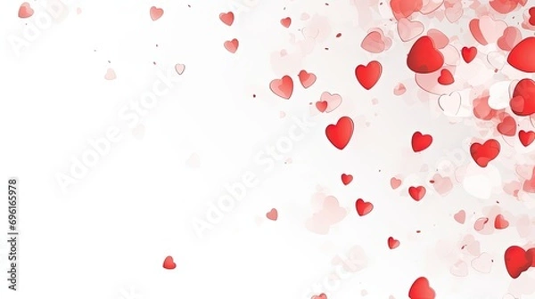 Fototapeta white background with small red hearts confetti valentine's day backdrop