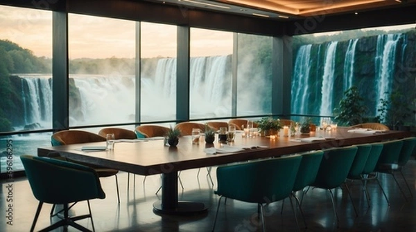 Obraz Conference room with waterfall views