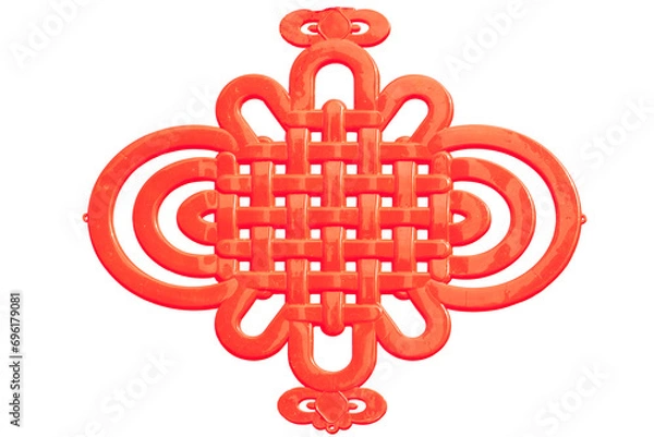 Obraz Traditional red magic Chinese decorative knot isolated on white background, typical folk arts of China.