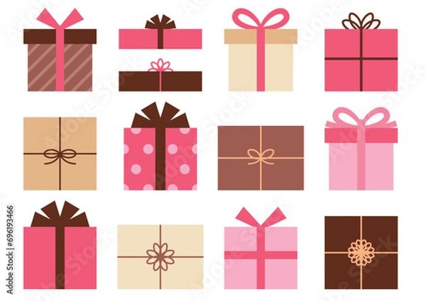 Fototapeta ピンクベースのプレゼントの箱セット