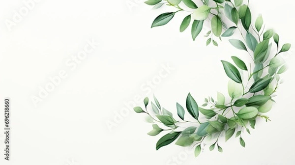 Fototapeta Green Leafy Plant Growing on a White Background