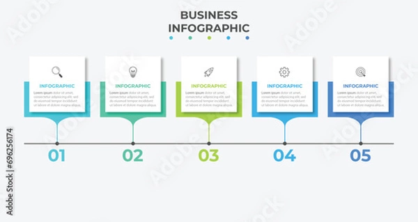 Fototapeta Presentation business infographic template with 5 options. Vector illustration.
