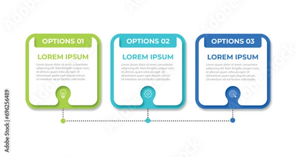 Fototapeta Timeline infographic design element and number options. Business concept with 3 steps. Can be used for workflow layout, diagram, annual report, web design. Vector business template for presentation.