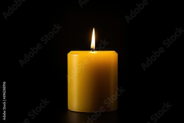 Fototapeta Gentle embrace of night captures essence of tranquility and contemplation. Solitary candle adorned with flickering flames pierces darkness casting warm and inviting glow